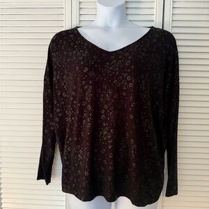 CHICO'S Women's Black Animal Foil 3/4 Sleeve Leopard Pattern TeeSz 4 / XXL, NWOT